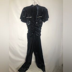 - Womens Black Shiny Stretchy Jumpsuit. XS Kelle.